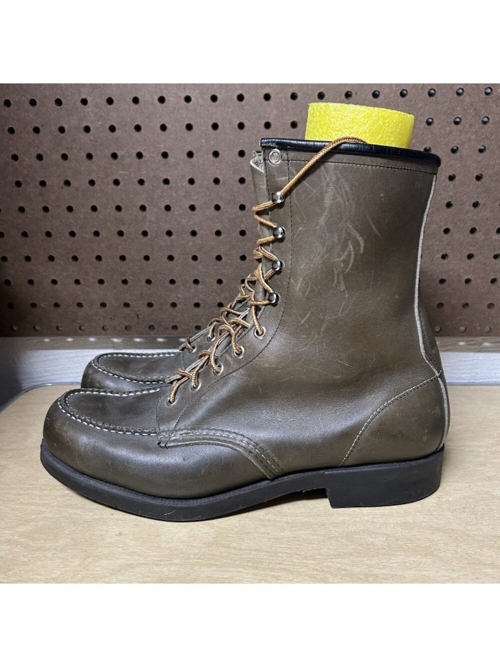 Red Wing Olive Drab Green Moc Toe Lace Up Combat Work Boots Size 11 EE?